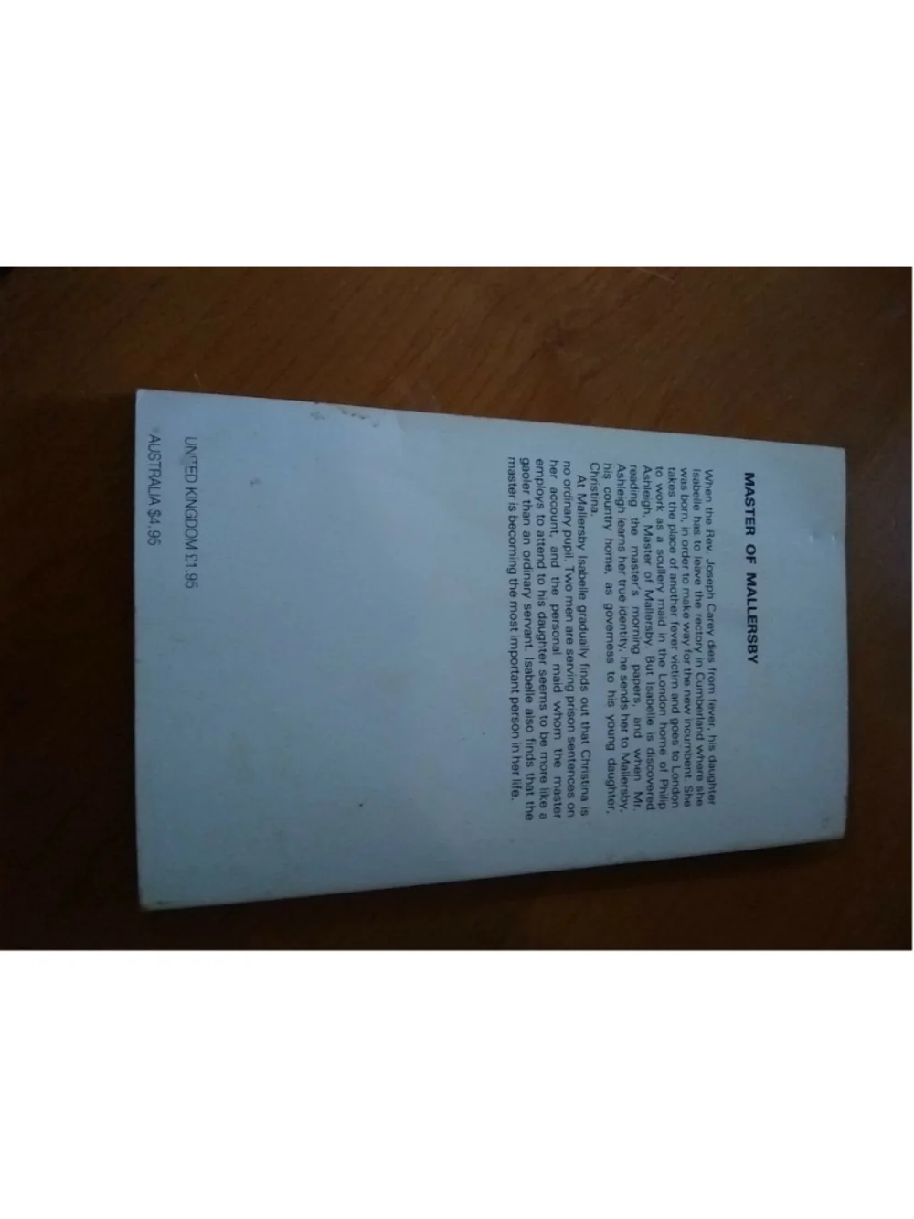 Master of Mallersby by Cummins, Mary softcover book pre-owned no ISBN #